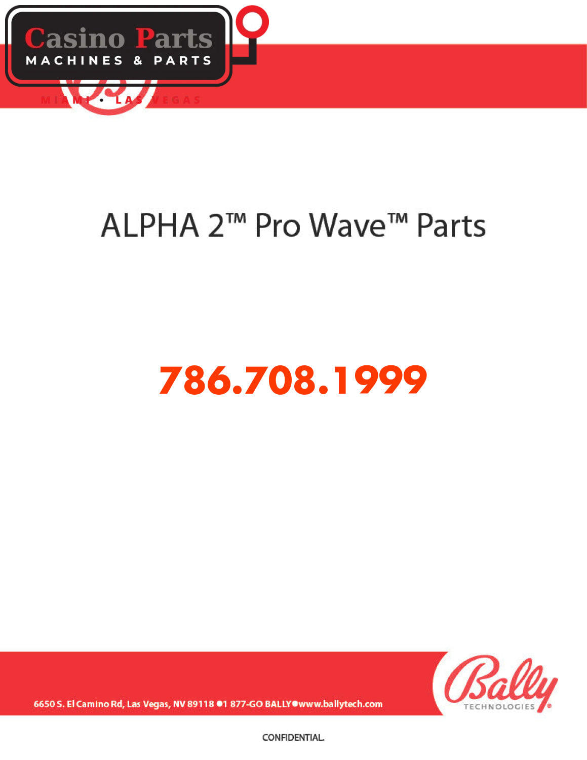 Bally Alpha 2™ Pro Wave™ Parts Manual Manuals (Digital Download)