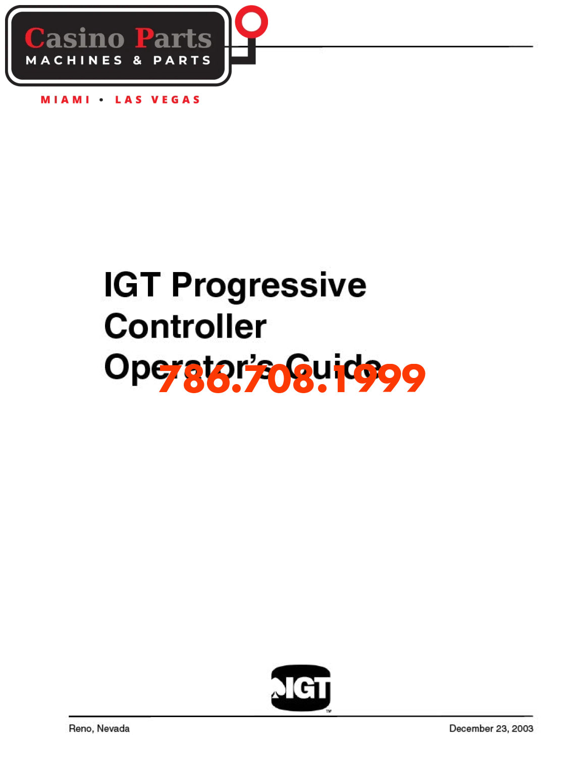 IGT Progressive Controller Operator’s Guide Manuals (Digital Download)
