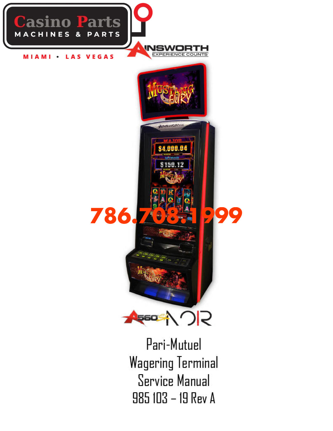 Ainsworth A560 Pari Mutuel Service Manual Manuals (Digital Download)