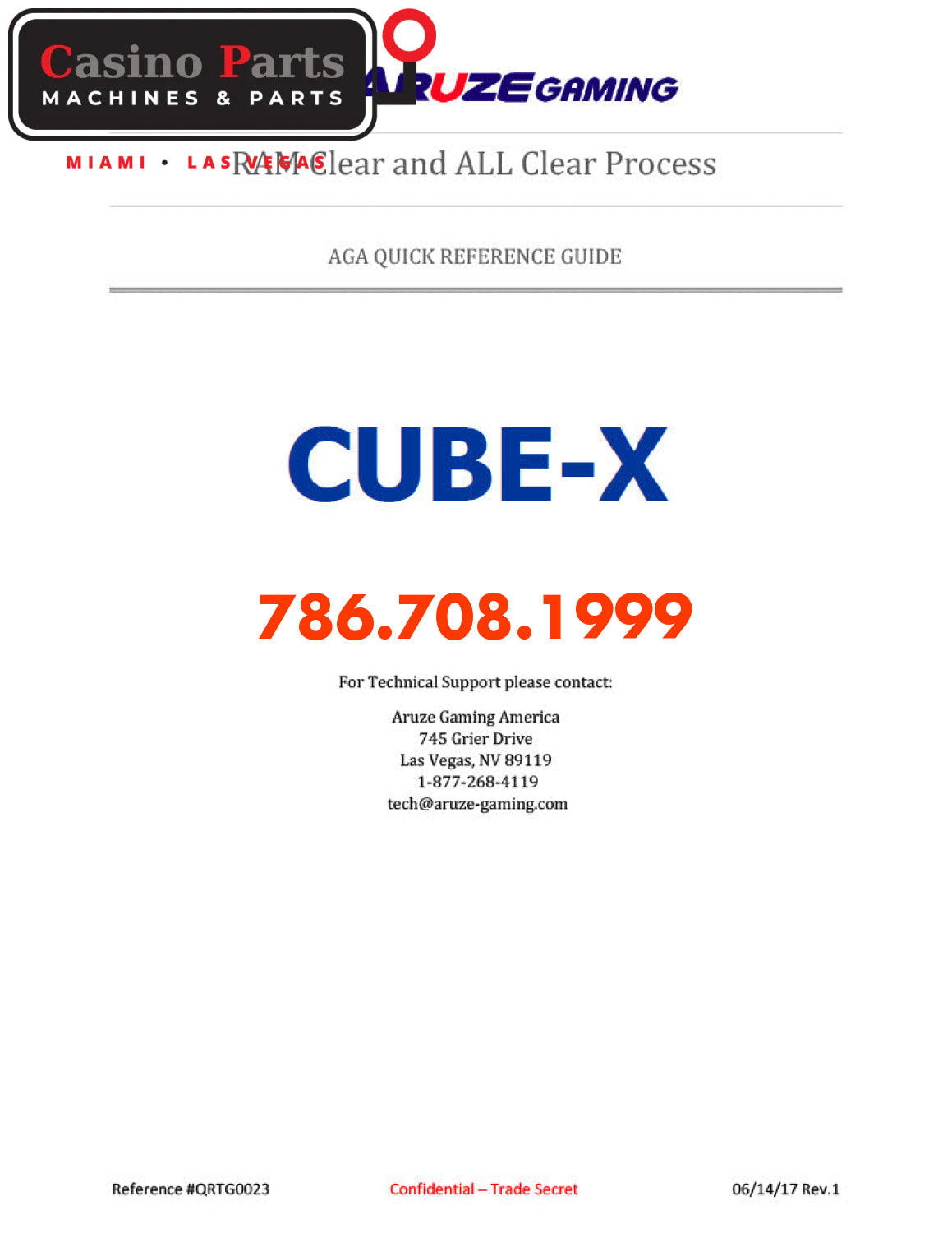 Aruze Cube-X-RAM-Clear-Procedrue Manuals (Digital Download)