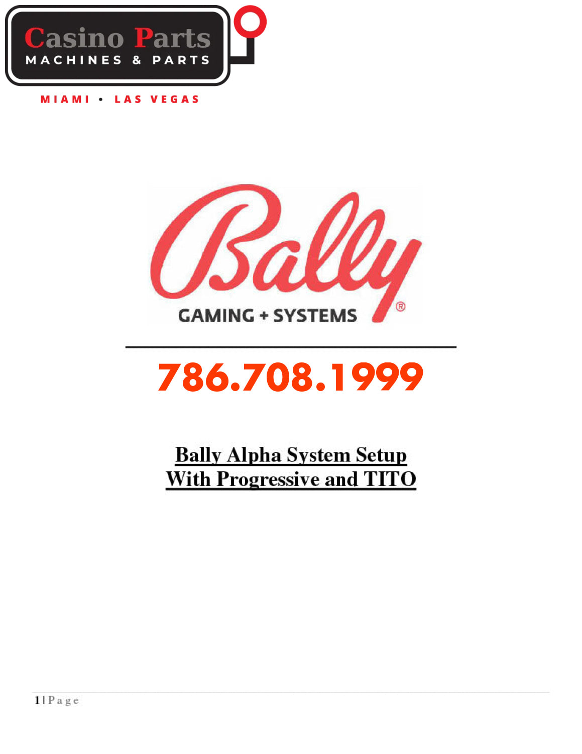 Bally Alpha System Setup With Progressive and TITO Manuals (Digital Download)