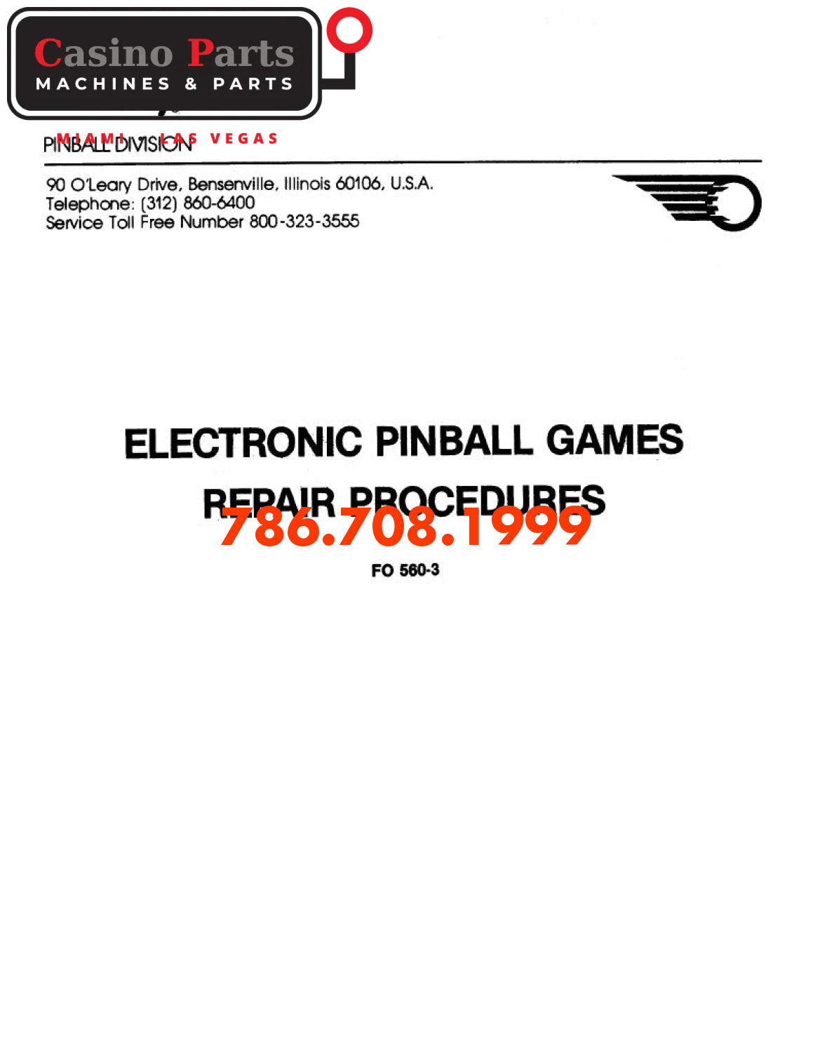 Bally Electronic Pinball Games Repair Procedure Manuals (Digital Download)