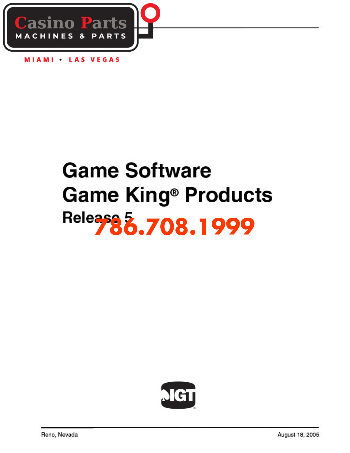 Game King® Products Release 5 Manuals (Digital Download)