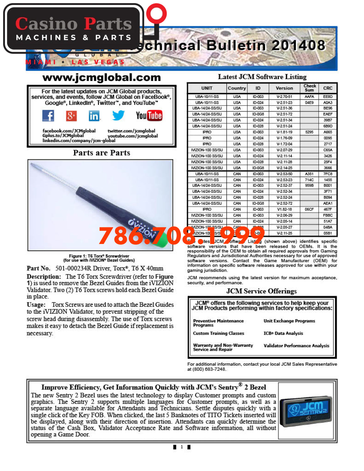 JCM Technical Bulletin 201408 Manuals (Digital Download)